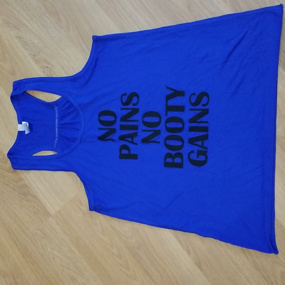 Bella + canvas blue tank top no pain no booty gains size medium